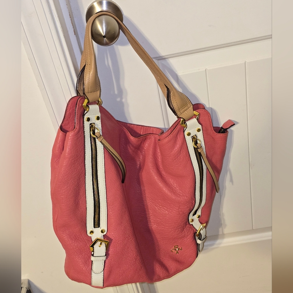 orYANY‎ Lamb Leather Tote—Lauren Mineral Red Pebbled Pre-Owned.  Cute Bag!